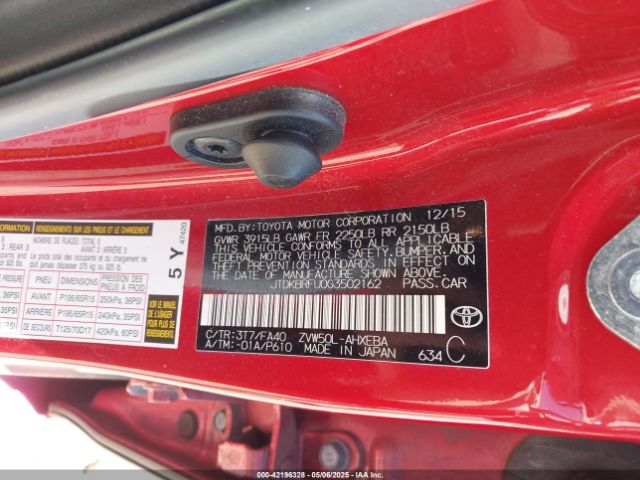 JTDKBRFU0G3502162 Toyota Prius Two