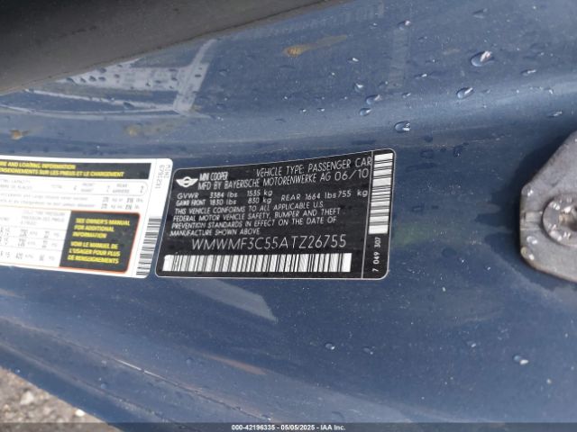 2010 MINI COOPER WMWMF3C55ATZ26755 Photo 8
