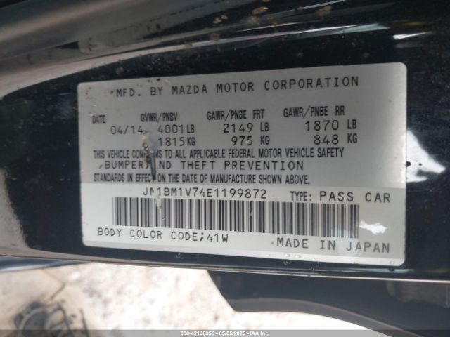 JM1BM1V74E1199872 Mazda Mazda3 I Touring
