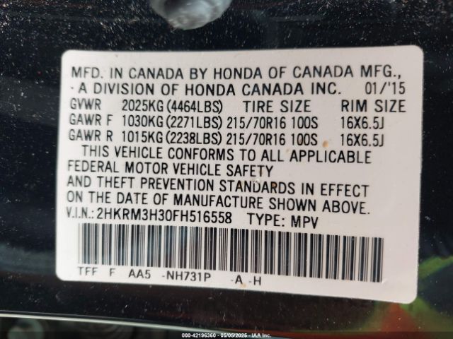 2HKRM3H30FH516558 Honda CR-V LX