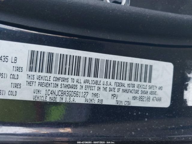 1C4NJCBA3GD561127 Jeep Compass Sport