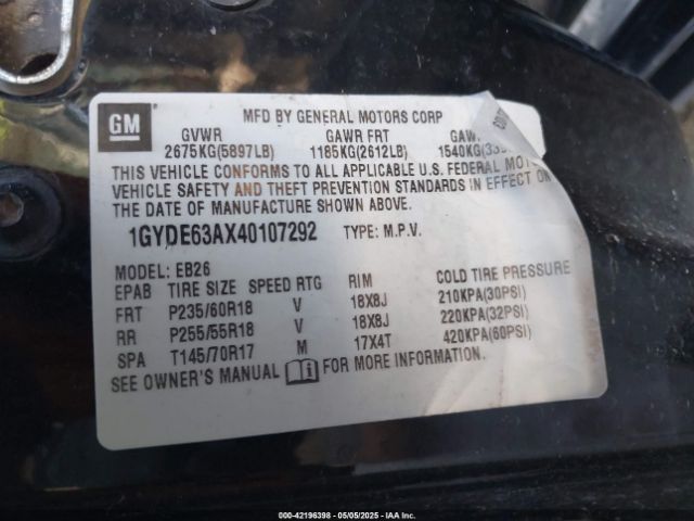 2004 CADILLAC SRX 1GYDE63AX40107292 Photo 8