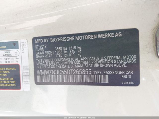 2013 MINI CONVERTIBLE WMWZN3C55DT265855 Photo 8