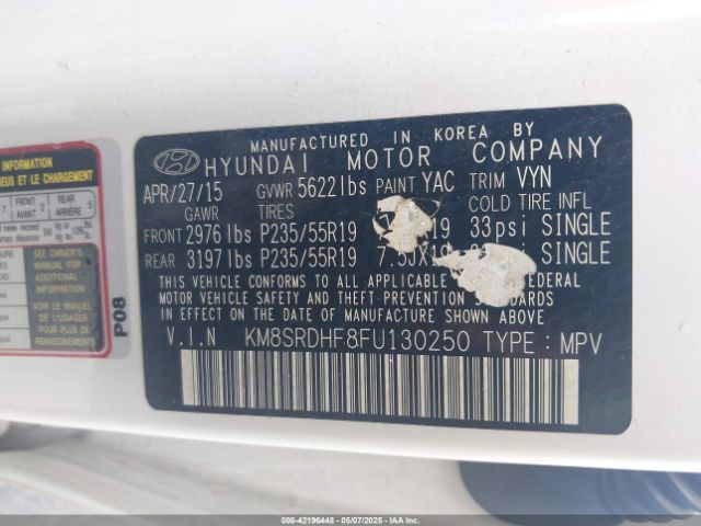 KM8SRDHF8FU130250 Hyundai Santa Fe Gls