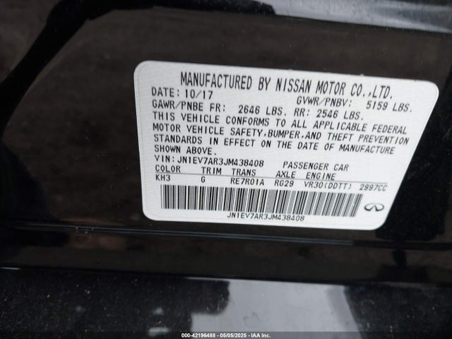 JN1EV7AR3JM438408 Infiniti Q50 3.0t Luxe