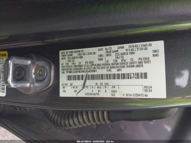 2022 FORD ESCAPE 1FMCU0H63NUA83591 Photo 8
