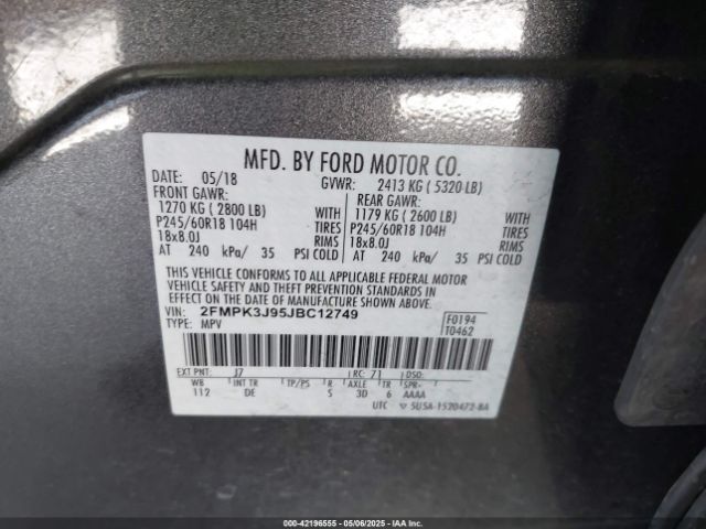 2FMPK3J95JBC12749 Ford EDGE SEL