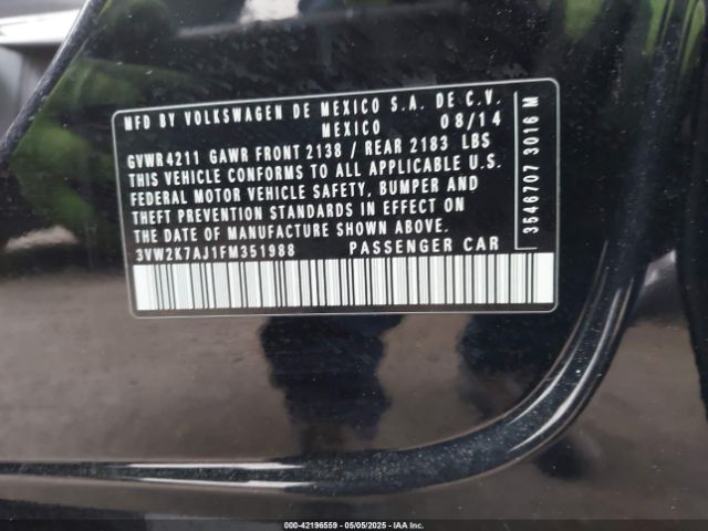 3VW2K7AJ1FM351988 Volkswagen Jetta 2.0l S