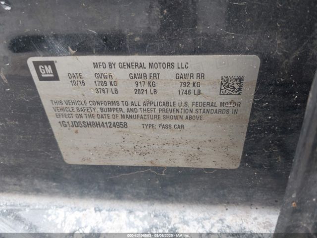 1G1JD5SH8H4124958 Chevrolet Sonic Lt Auto