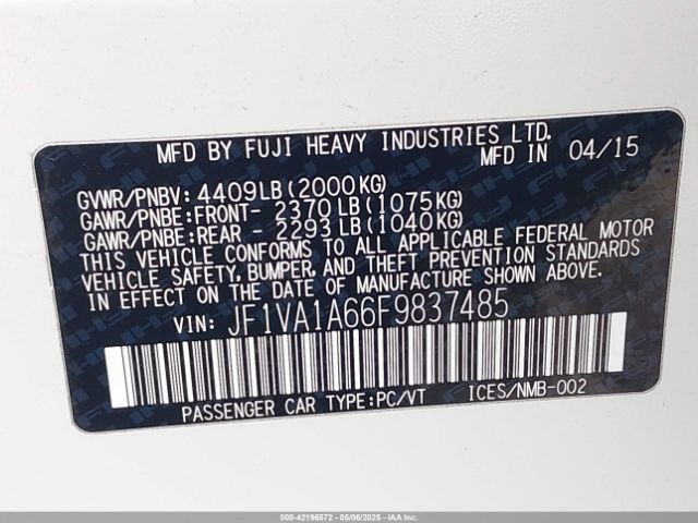 2015 SUBARU WRX JF1VA1A66F9837485 Photo 8