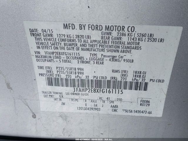 1FAHP2E8XFG161115 Ford TAURUS SEL
