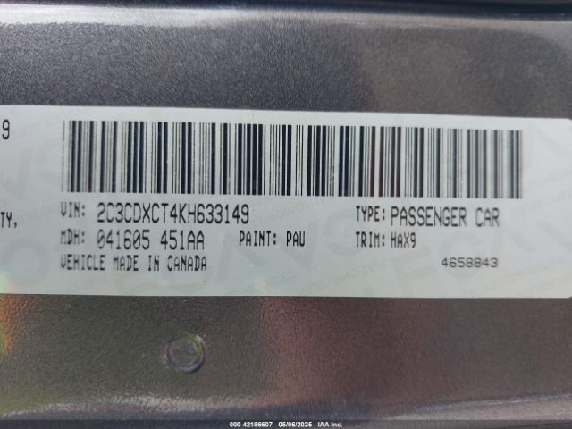 2C3CDXCT4KH633149 Dodge Charger R/t Rwd