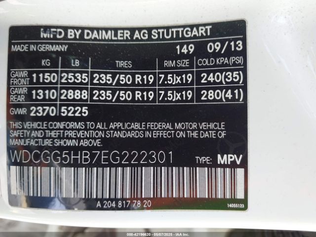WDCGG5HB7EG222301 Mercedes-Benz 2014