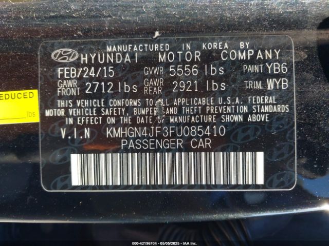 KMHGN4JF3FU085410 Hyundai Genesis 5.0