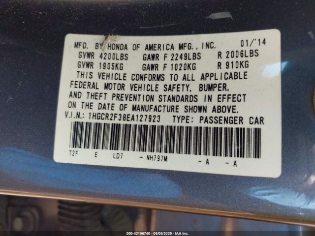 1HGCR2F38EA127923 Honda ACCORD LX