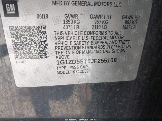 1G1ZD5ST0JF255108 Chevrolet MALIBU LT