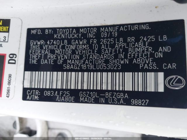 58AGZ1B19LU053023 Lexus Es 350 F Sport