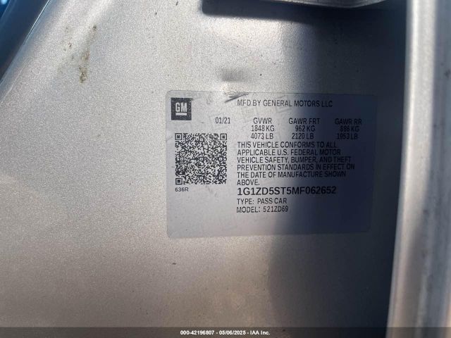 1G1ZD5ST5MF062652 Chevrolet Malibu Fwd Lt