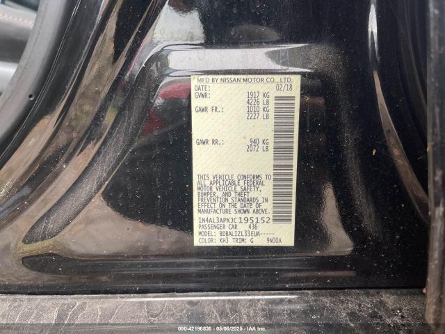 1N4AL3APXJC195152 Nissan Altima 2.5 Sv