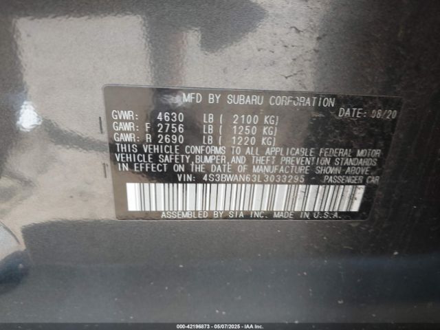 4S3BWAN63L3033295 Subaru Legacy Limited