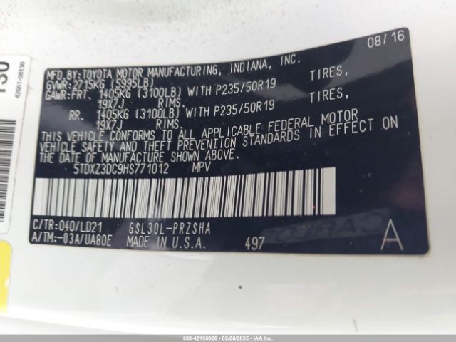 2017 TOYOTA SIENNA 5TDXZ3DC9HS771012 Photo 8