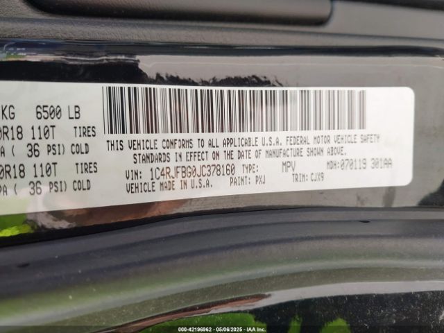 1C4RJFBG0JC378160 Jeep Grand Cherokee