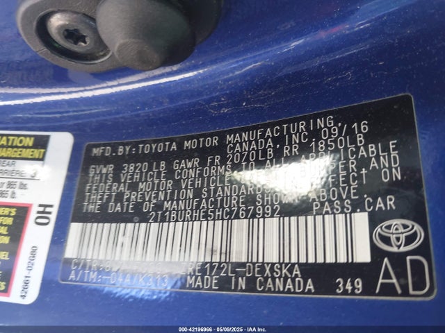 2T1BURHE5HC767992 Toyota 2zr-fe