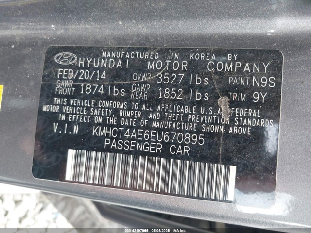 KMHCT4AE6EU670895 Hyundai ACCENT GLS