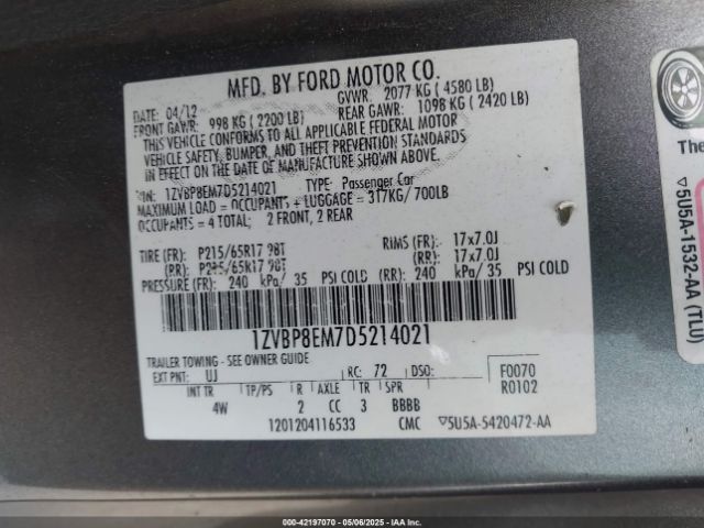 2013 FORD MUSTANG 1ZVBP8EM7D5214021 Photo 8