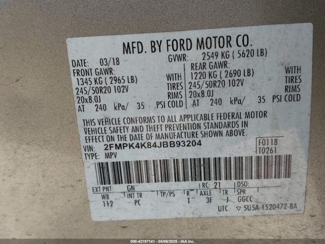 2018 FORD EDGE 2FMPK4K84JBB93204 Photo 8