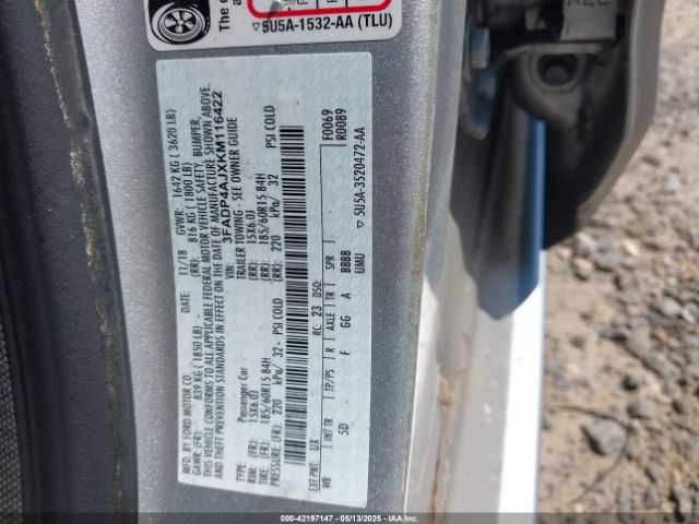 3FADP4AJXKM116422 Ford FIESTA S