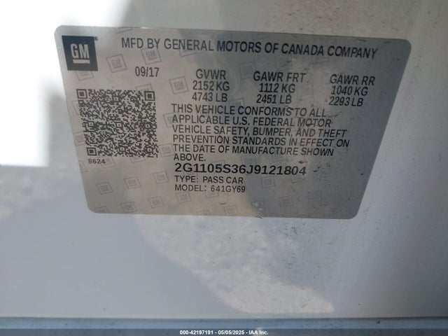 2G1105S36J9121804 Chevrolet IMPALA 1LT