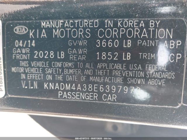 KNADM4A38E6397979 KIA dohc gamma