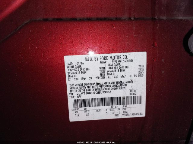 2LMTJ6KR7GBL53983 Lincoln Mkx Select
