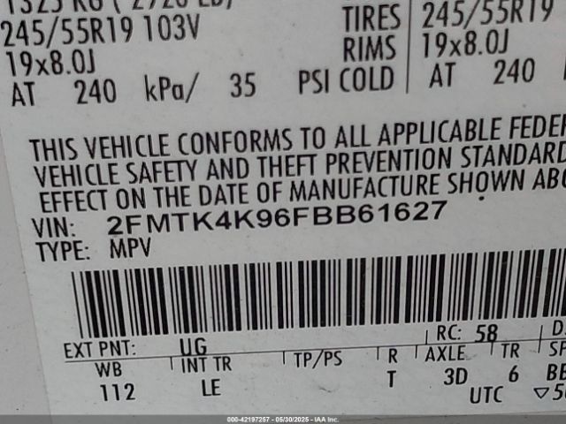 2FMTK4K96FBB61627 Ford Edge Titanium