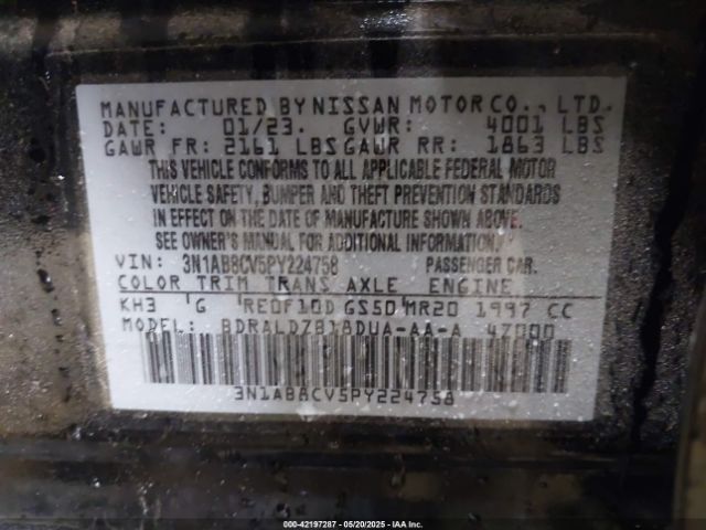 3N1AB8CV5PY224758 Nissan Sentra Sv Xtronic Cvt