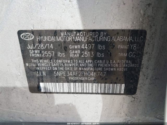 5NPE34AF2FH048747 Hyundai Sonata Limited