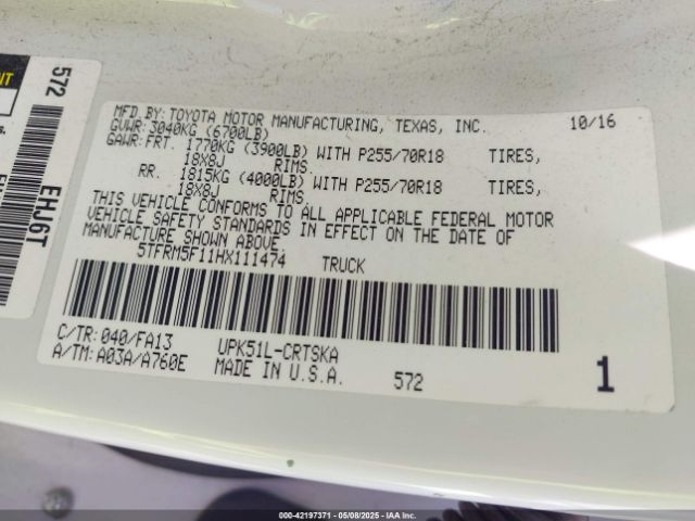 5TFRM5F11HX111474 Toyota Tundra Sr 4.6l V8
