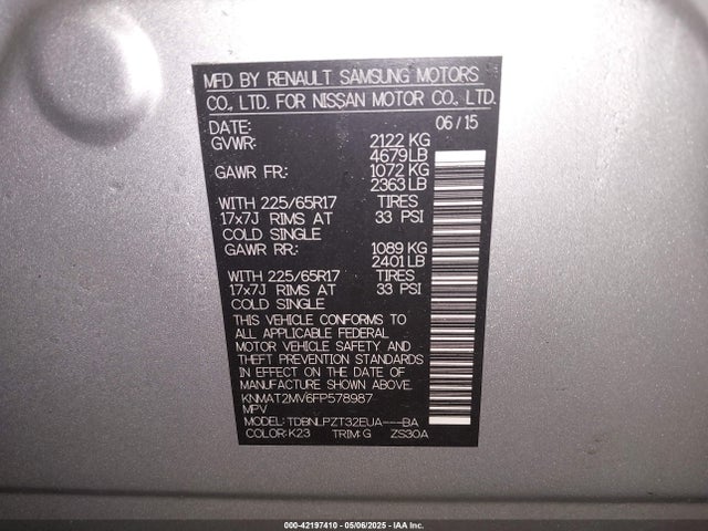 KNMAT2MV6FP578987 Nissan ROGUE S