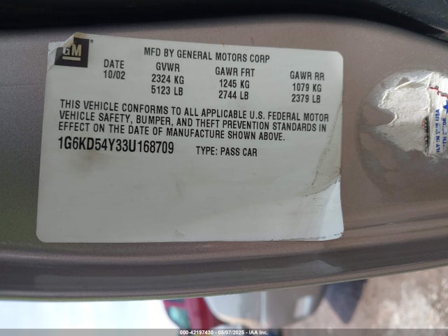 2003 CADILLAC DEVILLE 1G6KD54Y33U168709 Photo 8