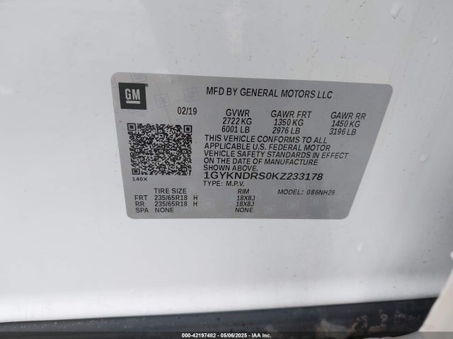 2019 CADILLAC XT5 1GYKNDRS0KZ233178 Photo 8