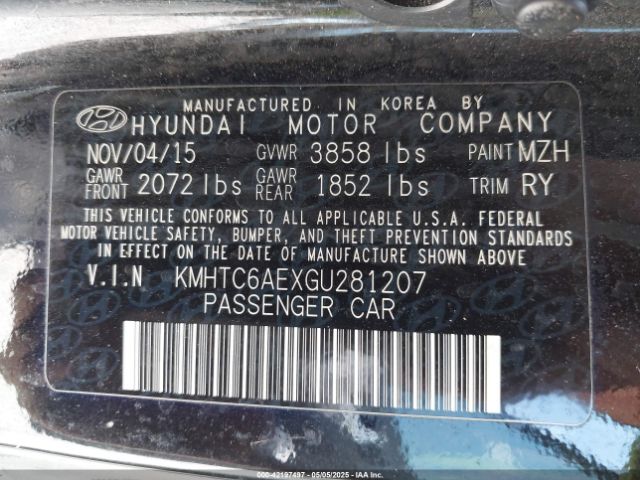 KMHTC6AEXGU281207 Hyundai Veloster Turbo