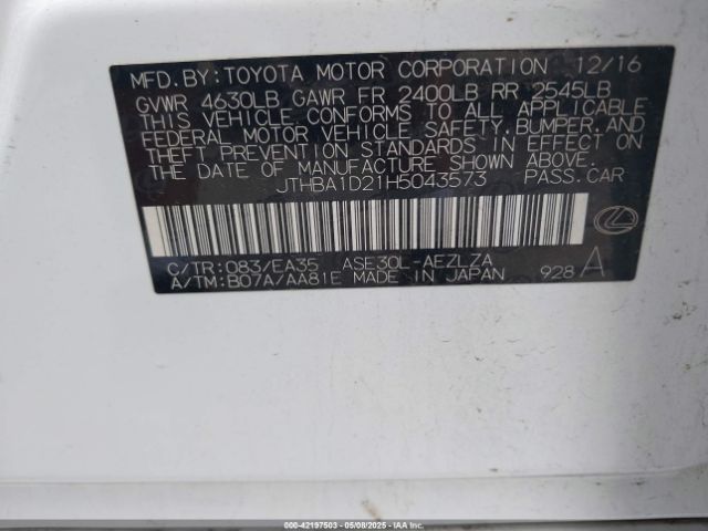 2017 LEXUS IS 200T JTHBA1D21H5043573 Photo 8