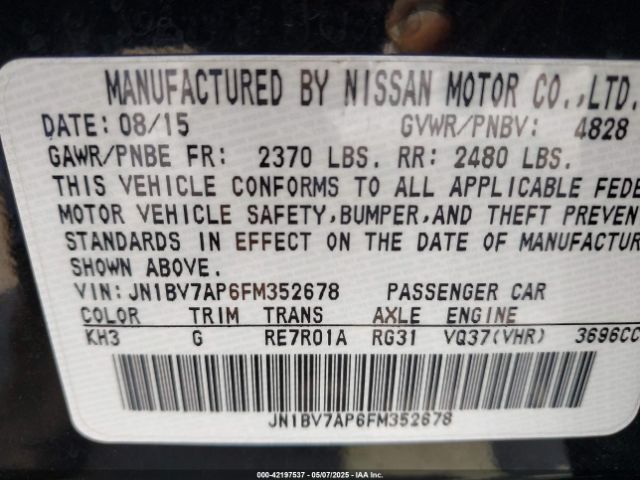2015 INFINITI Q50 JN1BV7AP6FM352678 Photo 8