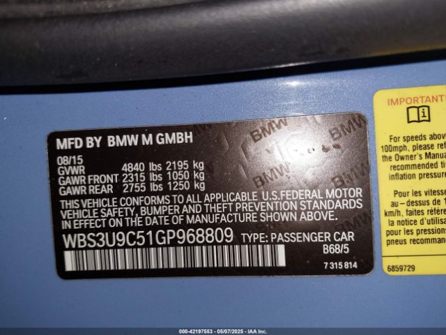 2016 BMW M4 WBS3U9C51GP968809 Photo 8