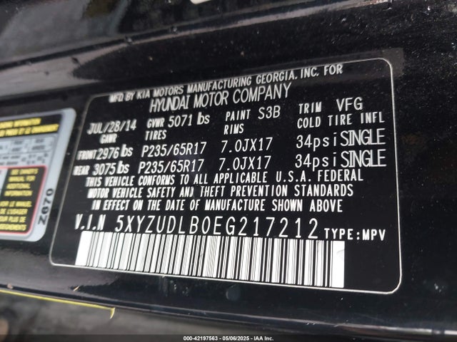 5XYZUDLB0EG217212 Hyundai Santa Fe Sport 2.4l