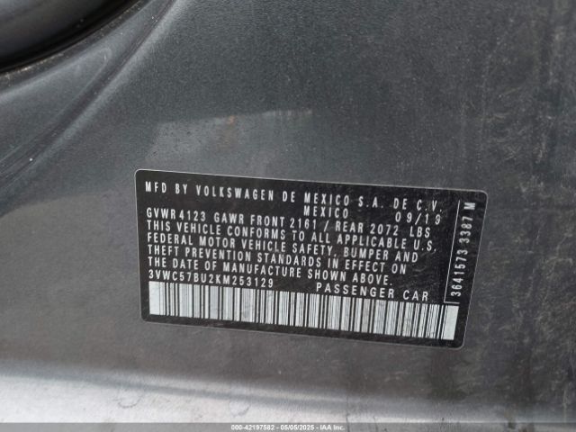 3VWC57BU2KM253129 Volkswagen Jetta 1.4t R-line/1.4t S/1.4t Se