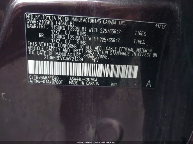 2T3RFREVXJW721339 Toyota Rav4 Xle