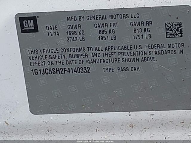 1G1JC5SH2F4140332 Chevrolet Sonic Lt Auto