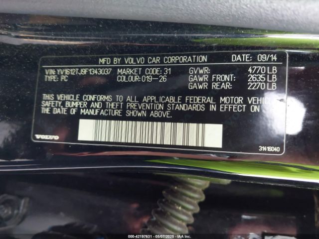YV1612TJ9F1343037 Volvo S60 T5